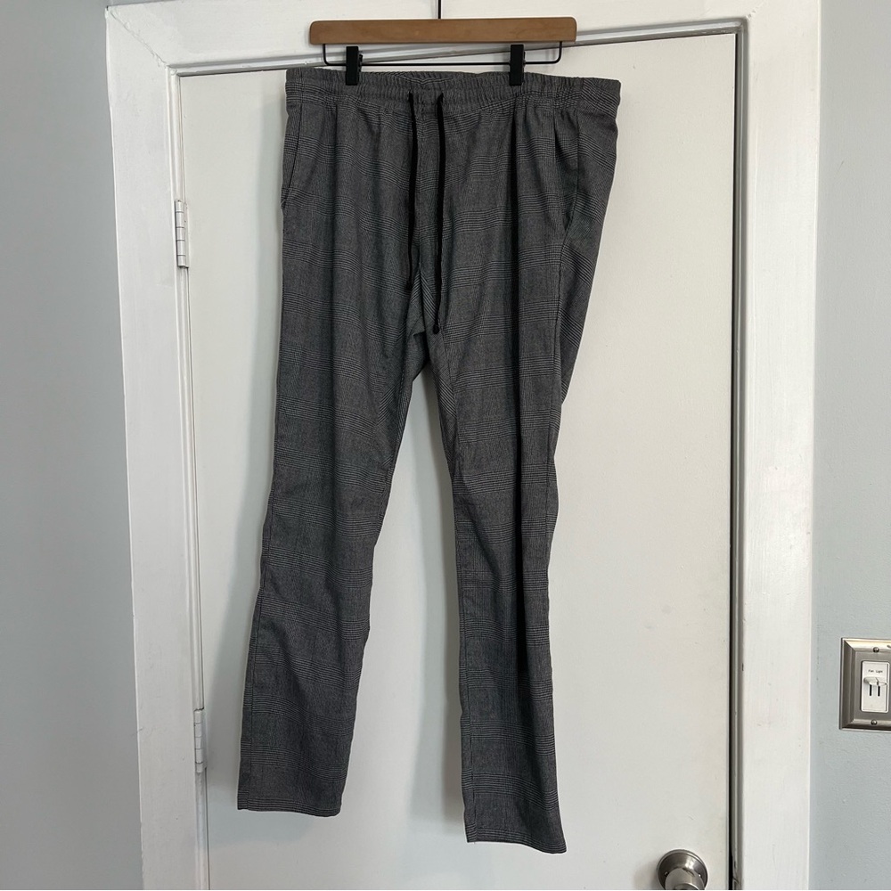 PacSun gray plaid joggers large drawstring casual office slim fit trousers